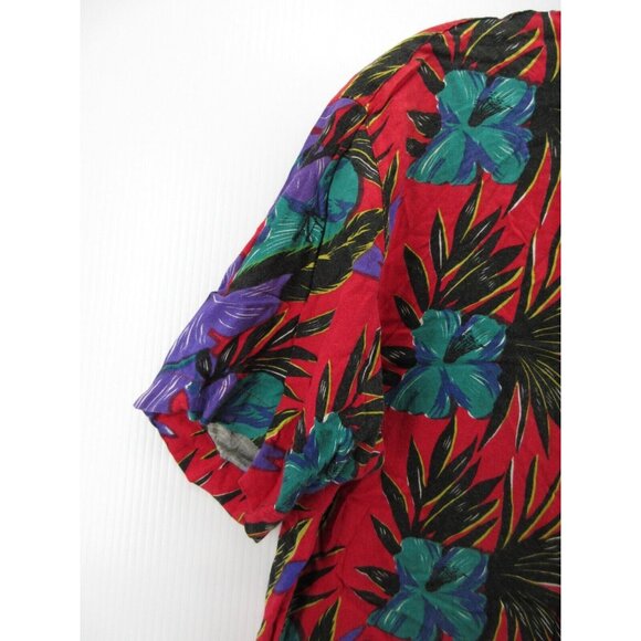 VINTAGE Hawaiian Shirt Medium Weekends Only Floral Loop Collar Camp 90s - Picture 3 of 10